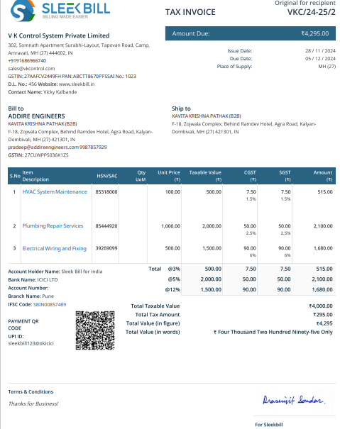 service invoice
